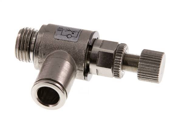 Flow Control Valve Meter-In Elbow 8 mm - G1/4'' Brass Knurled Screw