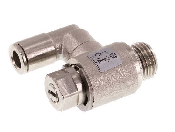 Flow Control Valve Meter-In Rotatable 6 mm - G1/4'' Brass Slotted Screw