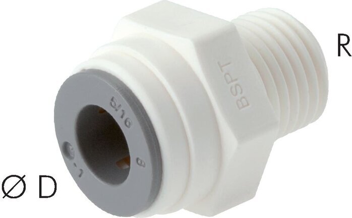 5/32'' x 1/4'' NPT Push-in Fitting with Male Threads POM EPDM [10 Pieces]