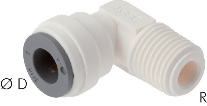 3/16'' x 1/8'' NPT 90deg Elbow Push-in Fitting with Male Threads POM EPDM [10 Pieces]