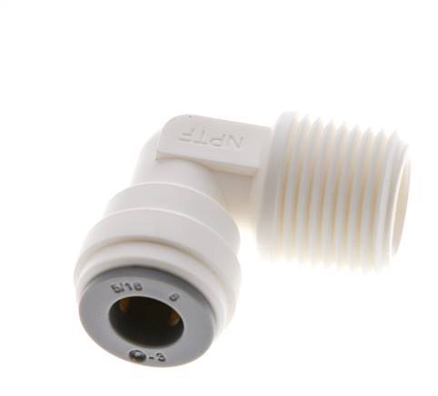 5/16'' x 3/8'' NPT 90deg Elbow Push-in Fitting with Male Threads POM EPDM [5 Pieces]