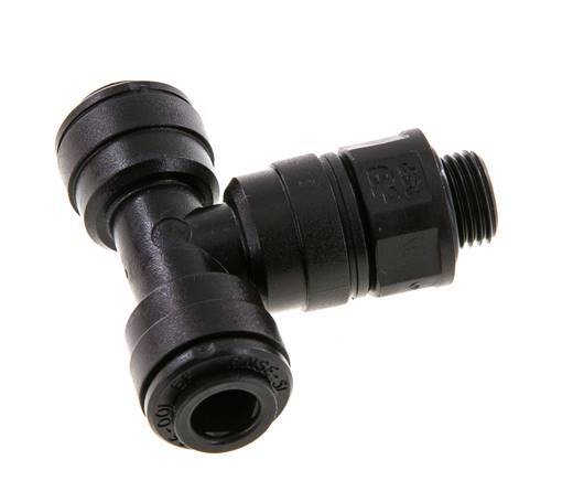 6mm x G1/8'' Inline Tee Push-in Fitting with Male Threads POM NBR FDA Rotatable [2 Pieces]