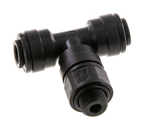 6mm x G1/8'' Inline Tee Push-in Fitting with Male Threads POM NBR FDA Rotatable [2 Pieces]