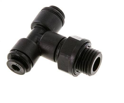4mm x G1/4'' Inline Tee Push-in Fitting with Male Threads POM NBR FDA Rotatable