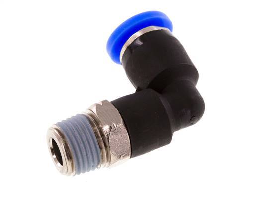 3/16'' x 1/8'' NPT 90deg Elbow Push-in Fitting with Male Threads Brass/PBT NBR Rotatable [2 Pieces]