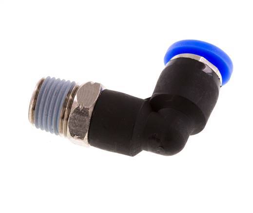 3/16'' x 1/8'' NPT 90deg Elbow Push-in Fitting with Male Threads Brass/PBT NBR Rotatable [2 Pieces]