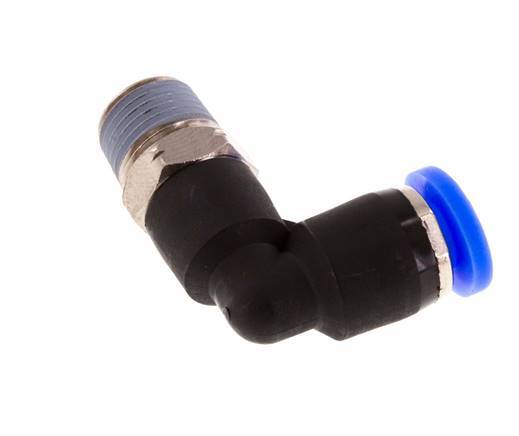 3/16'' x 1/8'' NPT 90deg Elbow Push-in Fitting with Male Threads Brass/PBT NBR Rotatable [2 Pieces]