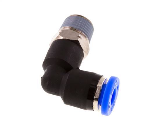 3/16'' x 1/8'' NPT 90deg Elbow Push-in Fitting with Male Threads Brass/PBT NBR Rotatable [2 Pieces]