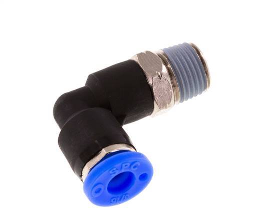3/16'' x 1/8'' NPT 90deg Elbow Push-in Fitting with Male Threads Brass/PBT NBR Rotatable [2 Pieces]