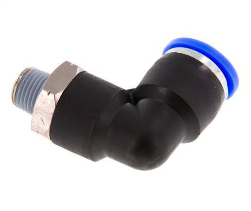 3/8'' x 1/8'' NPT 90deg Elbow Push-in Fitting with Male Threads Brass/PBT NBR Rotatable [2 Pieces]