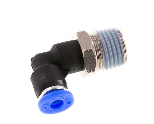 5/32'' x 1/4'' NPT 90deg Elbow Push-in Fitting with Male Threads Brass/PBT NBR Rotatable [2 Pieces]