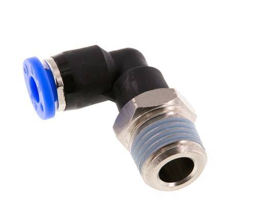 3/16'' x 1/4'' NPT 90deg Elbow Push-in Fitting with Male Threads Brass/PBT NBR Rotatable [2 Pieces]