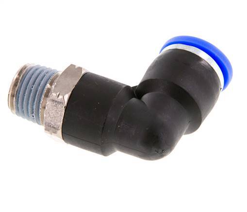 3/8'' x 1/4'' NPT 90deg Elbow Push-in Fitting with Male Threads Brass/PBT NBR Rotatable [2 Pieces]