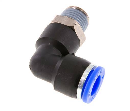 3/8'' x 1/4'' NPT 90deg Elbow Push-in Fitting with Male Threads Brass/PBT NBR Rotatable [2 Pieces]