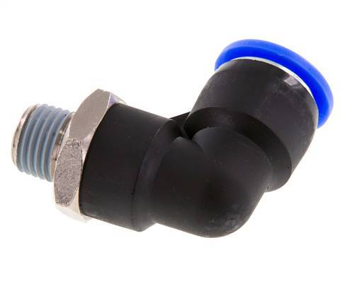 1/2'' x 1/4'' NPT 90deg Elbow Push-in Fitting with Male Threads Brass/PBT NBR Rotatable [2 Pieces]