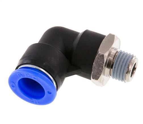 1/2'' x 1/4'' NPT 90deg Elbow Push-in Fitting with Male Threads Brass/PBT NBR Rotatable [2 Pieces]