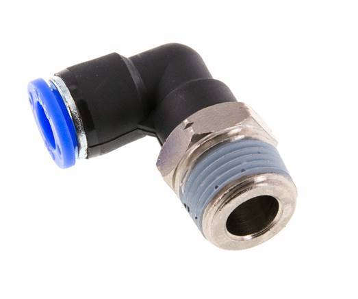 5/16'' x 3/8'' NPT 90deg Elbow Push-in Fitting with Male Threads Brass/PBT NBR Rotatable [2 Pieces]