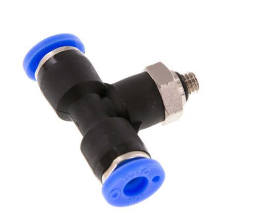 3/16'' x UNF 10-32 Inline Tee Push-in Fitting Brass/PBT NBR Rotatable [2 Pieces]