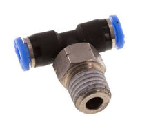 1/8'' x 1/16'' NPT Inline Tee Push-in Fitting with Male Threads Brass/PBT NBR Rotatable [2 Pieces]