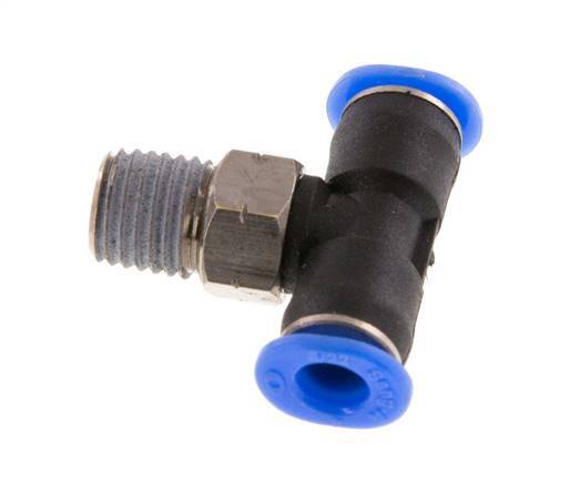 5/32'' x 1/16'' NPT Inline Tee Push-in Fitting with Male Threads Brass/PBT NBR Rotatable [2 Pieces]