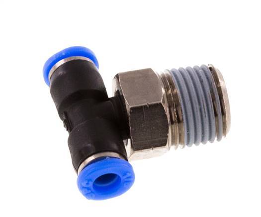 1/8'' x 1/8'' NPT Inline Tee Push-in Fitting with Male Threads Brass/PBT NBR Rotatable [2 Pieces]
