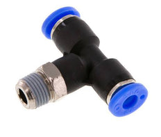 3/16'' x 1/8'' NPT Inline Tee Push-in Fitting with Male Threads Brass/PBT NBR Rotatable [2 Pieces]
