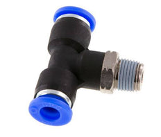 1/4'' x 1/8'' NPT Inline Tee Push-in Fitting with Male Threads Brass/PBT NBR Rotatable [2 Pieces]