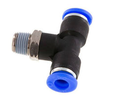 1/4'' x 1/8'' NPT Inline Tee Push-in Fitting with Male Threads Brass/PBT NBR Rotatable [2 Pieces]