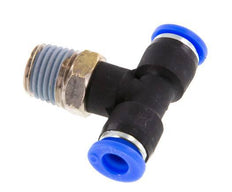 1/4'' x 1/4'' NPT Inline Tee Push-in Fitting with Male Threads Brass/PBT NBR Rotatable [2 Pieces]