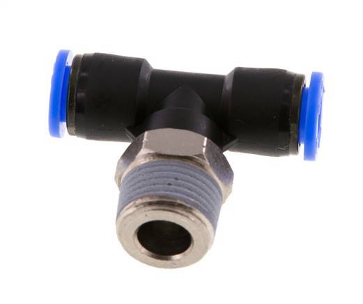 5/16'' x 3/8'' NPT Inline Tee Push-in Fitting with Male Threads Brass/PBT NBR Rotatable [2 Pieces]