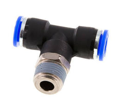 3/8'' x 3/8'' NPT Inline Tee Push-in Fitting with Male Threads Brass/PBT NBR Rotatable