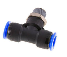 1/2'' x 3/8'' NPT Inline Tee Push-in Fitting with Male Threads Brass/PBT NBR Rotatable