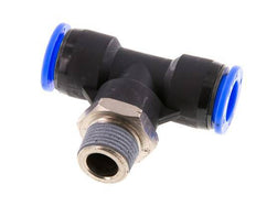 1/2'' x 3/8'' NPT Inline Tee Push-in Fitting with Male Threads Brass/PBT NBR Rotatable