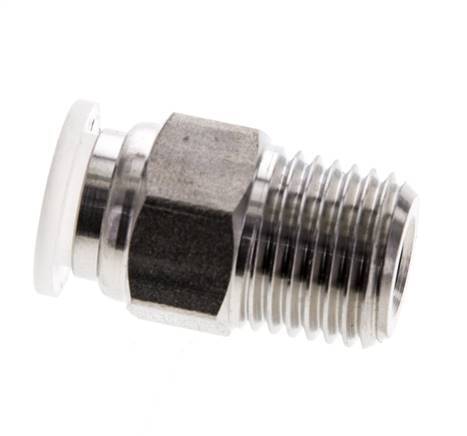 8mm x R1/4'' Push-in Fitting with Male Threads Stainless Steel/PA EPDM/PTFE