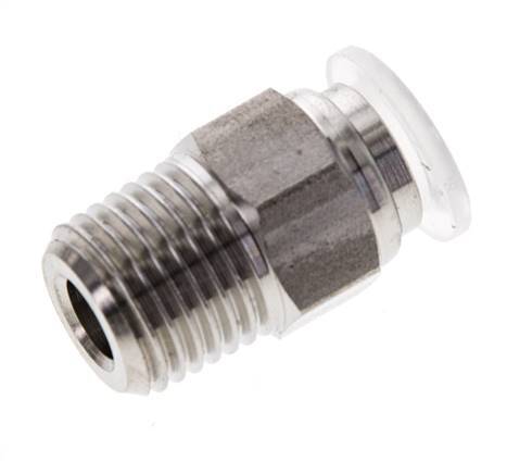 8mm x R1/4'' Push-in Fitting with Male Threads Stainless Steel/PA EPDM/PTFE