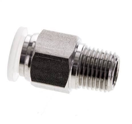 10mm x R1/4'' Push-in Fitting with Male Threads Stainless Steel/PA EPDM/PTFE