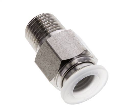 10mm x R1/4'' Push-in Fitting with Male Threads Stainless Steel/PA EPDM/PTFE