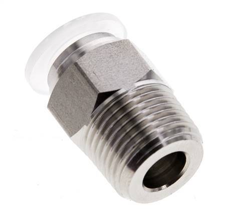 10mm x R3/8'' Push-in Fitting with Male Threads Stainless Steel/PA EPDM/PTFE