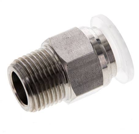 12mm x R3/8'' Push-in Fitting with Male Threads Stainless Steel/PA EPDM/PTFE