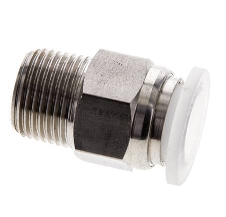 12mm x R3/8'' Push-in Fitting with Male Threads Stainless Steel/PA EPDM/PTFE