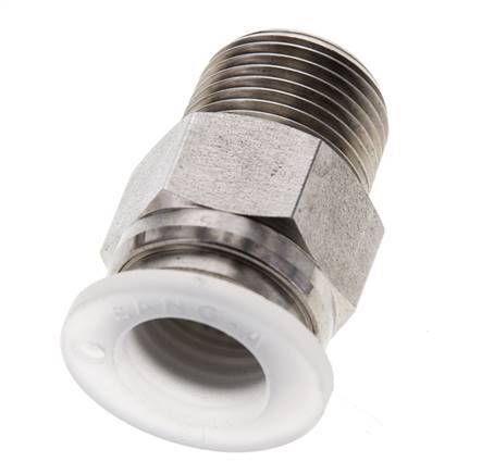 12mm x R3/8'' Push-in Fitting with Male Threads Stainless Steel/PA EPDM/PTFE