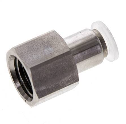6mm x G1/4'' Push-in Fitting with Female Threads Stainless Steel/PA EPDM/PTFE