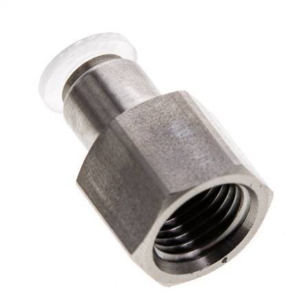 6mm x G1/4'' Push-in Fitting with Female Threads Stainless Steel/PA EPDM/PTFE