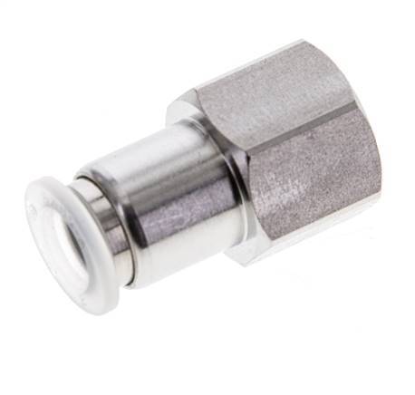 8mm x G1/4'' Push-in Fitting with Female Threads Stainless Steel/PA EPDM/PTFE