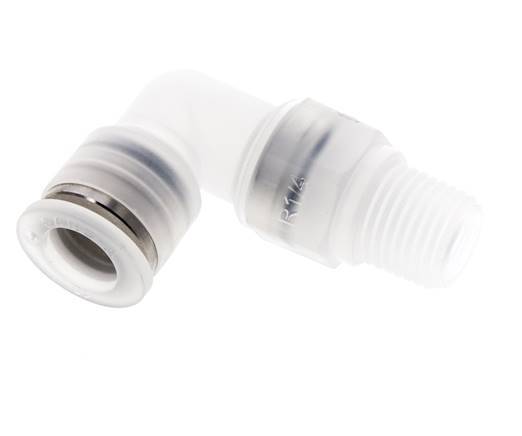 10mm x R1/4'' 90deg Elbow Push-in Fitting with Male Threads PA EPDM/PTFE Rotatable