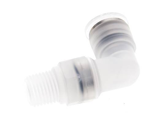 10mm x R1/4'' 90deg Elbow Push-in Fitting with Male Threads PA EPDM/PTFE Rotatable