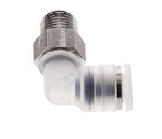 6mm x R1/8'' 90deg Elbow Push-in Fitting with Male Threads PA/Stainless Steel EPDM/PTFE Rotatable