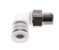 6mm x R1/8'' 90deg Elbow Push-in Fitting with Male Threads PA/Stainless Steel EPDM/PTFE Rotatable
