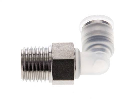 6mm x R1/4'' 90deg Elbow Push-in Fitting with Male Threads PA/Stainless Steel EPDM/PTFE Rotatable