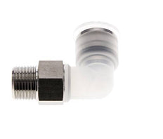 12mm x R3/8'' 90deg Elbow Push-in Fitting with Male Threads PA/Stainless Steel EPDM/PTFE Rotatable